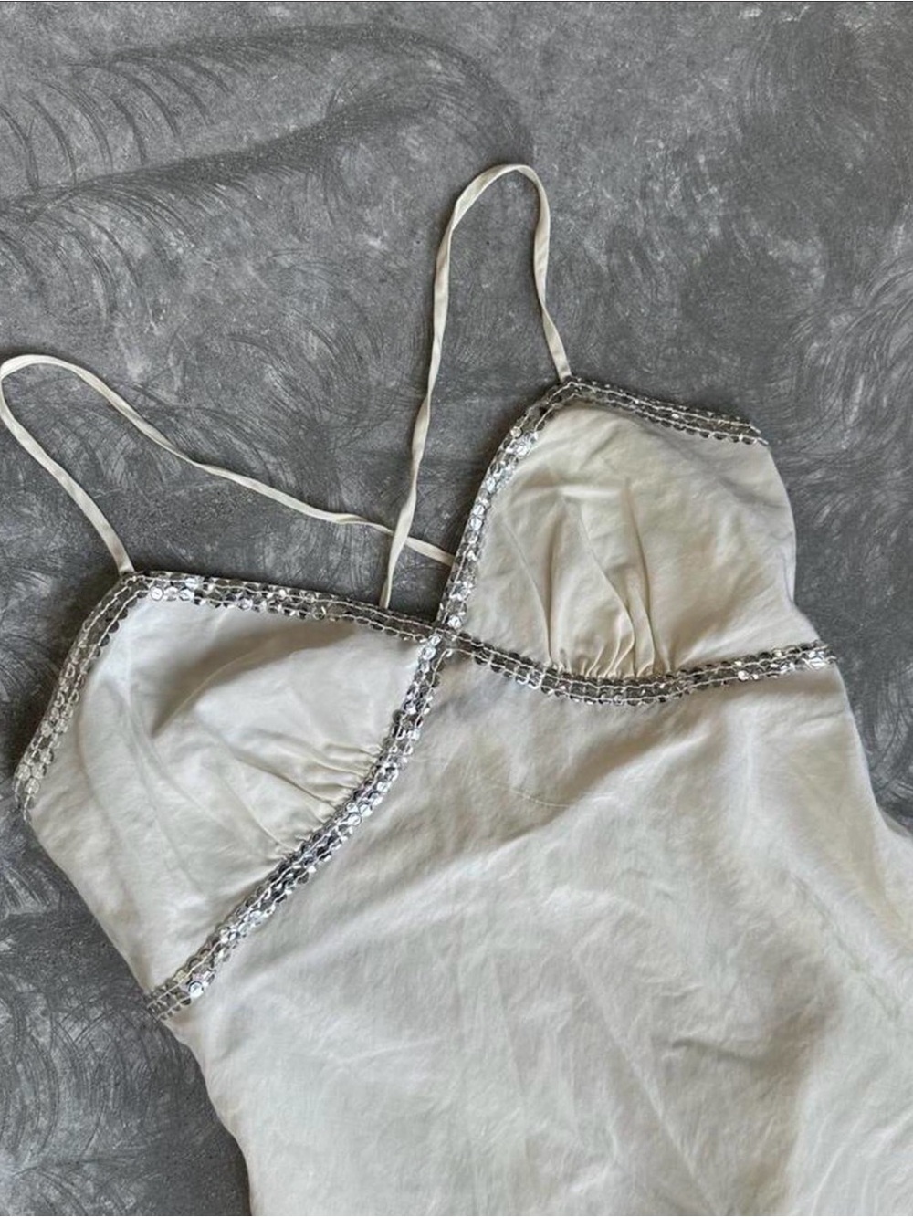 Y2K The Limited Silk & Cotton Cream Sequin Cami Top